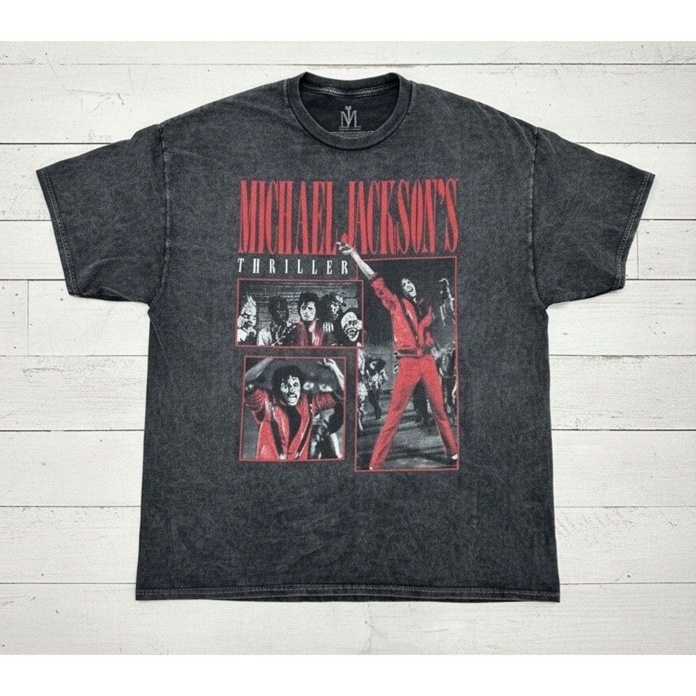 NEW Men's XL Michael Jackson Thriller Ripple Junction Acid Wash Graphic Tee
